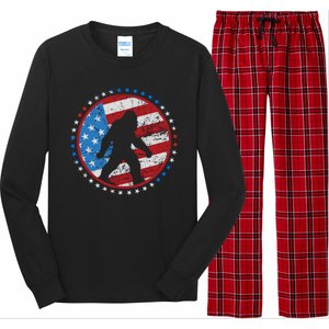 Funny USA American Flag Bigfoot Sasquatch Emblem Long Sleeve Pajama Set