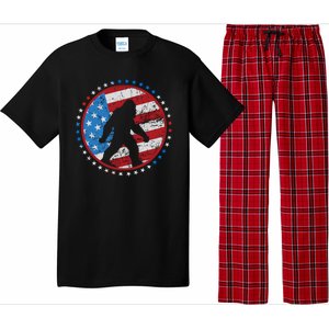 Funny USA American Flag Bigfoot Sasquatch Emblem Pajama Set