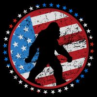 Funny USA American Flag Bigfoot Sasquatch Emblem Cooling Performance Long Sleeve Crew