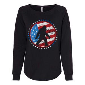 Funny USA American Flag Bigfoot Sasquatch Emblem Womens California Wash Sweatshirt