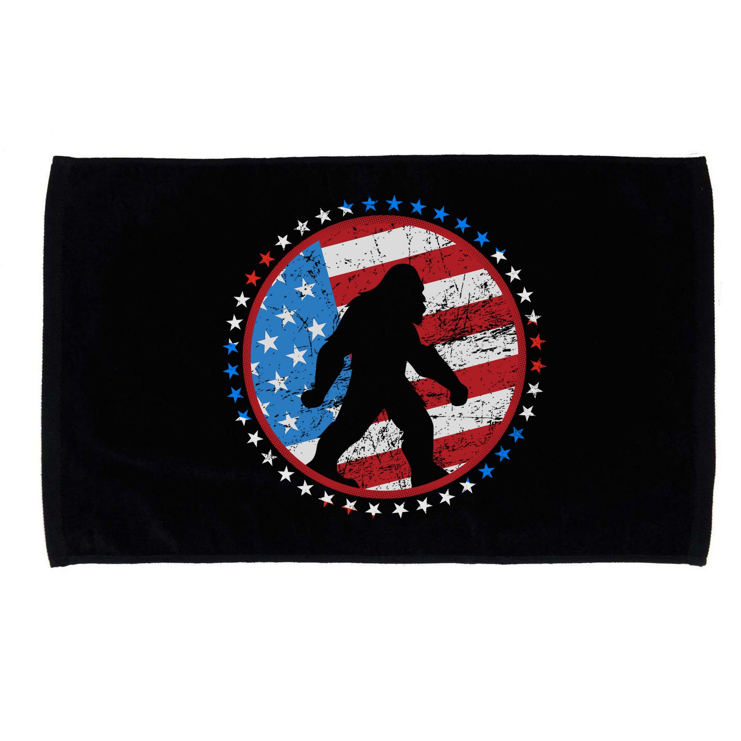 Funny USA American Flag Bigfoot Sasquatch Emblem Microfiber Hand Towel