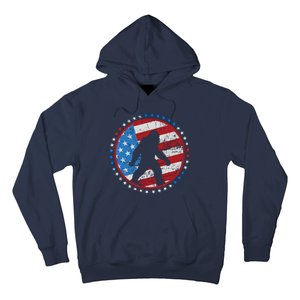 Funny USA American Flag Bigfoot Sasquatch Emblem Hoodie