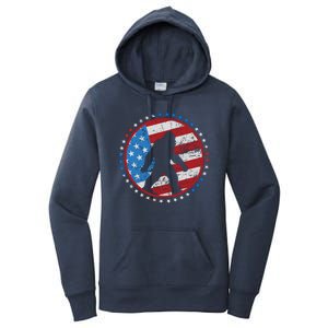 Funny USA American Flag Bigfoot Sasquatch Emblem Women's Pullover Hoodie