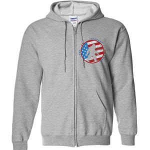 Funny USA American Flag Bigfoot Sasquatch Emblem Full Zip Hoodie