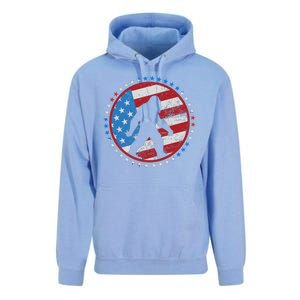 Funny USA American Flag Bigfoot Sasquatch Emblem Unisex Surf Hoodie