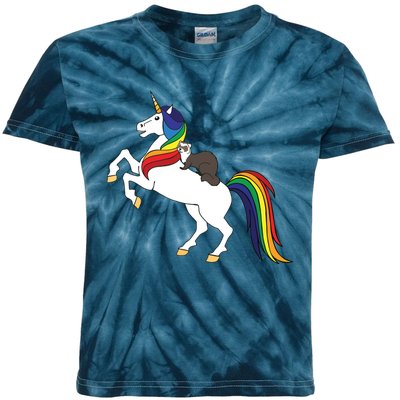 Ferret Unicorn Animal Lover Kids Tie-Dye T-Shirt