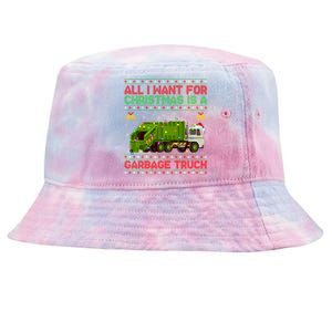 Funny Ugly All I Want For Christmas Is A Garbage Truck Meaningful Gift Tie-Dyed Bucket Hat