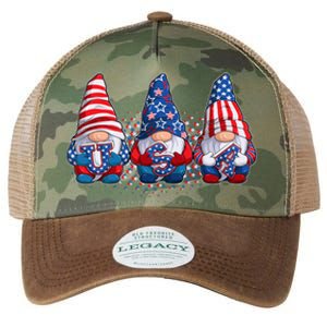 Funny USA American Flag 4th Of July Gnomes Legacy Tie Dye Trucker Hat