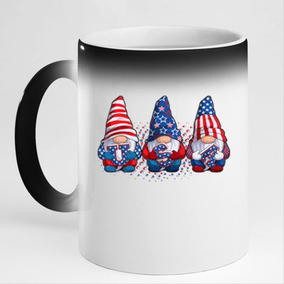 Funny USA American Flag 4th Of July Gnomes 11oz Black Color Changing Mug