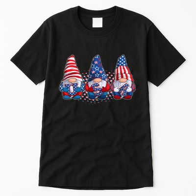Funny USA American Flag 4th Of July Gnomes Tall T-Shirt