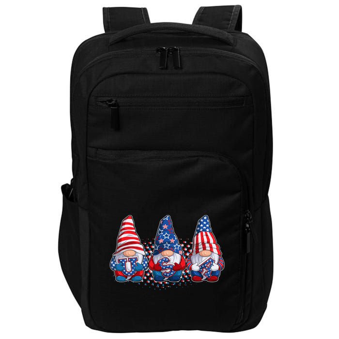 Funny USA American Flag 4th Of July Gnomes Impact Tech Backpack
