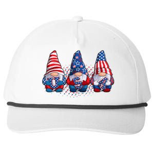 Funny USA American Flag 4th Of July Gnomes Snapback Five-Panel Rope Hat