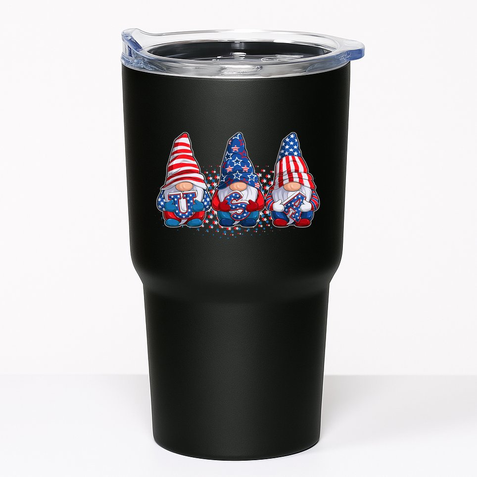 Funny USA American Flag 4th Of July Gnomes Tumbler