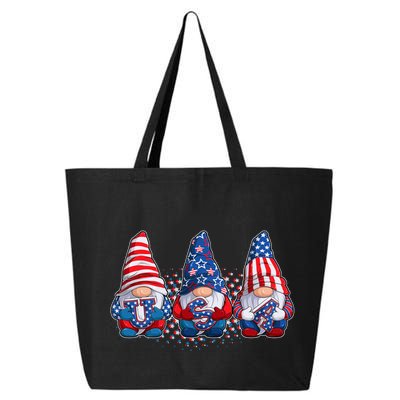 Funny USA American Flag 4th Of July Gnomes 25L Jumbo Tote