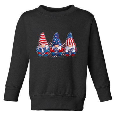 Funny USA American Flag 4th Of July Gnomes Toddler Sweatshirt