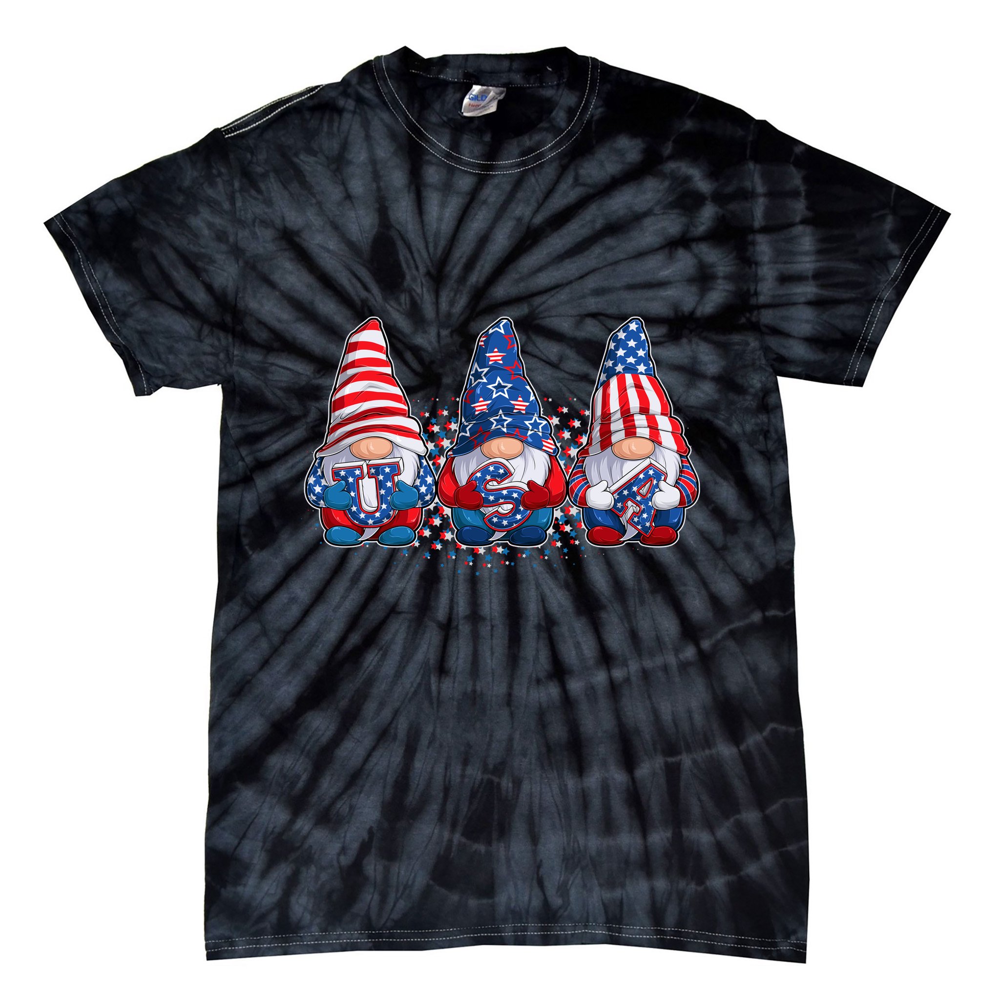 Funny USA American Flag 4th Of July Gnomes Tie-Dye T-Shirt