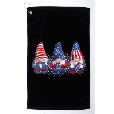 Funny USA American Flag 4th Of July Gnomes Golf Towel
