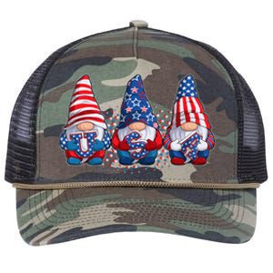 Funny USA American Flag 4th Of July Gnomes Retro Rope Trucker Hat Cap