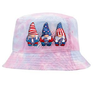 Funny USA American Flag 4th Of July Gnomes Tie-Dyed Bucket Hat