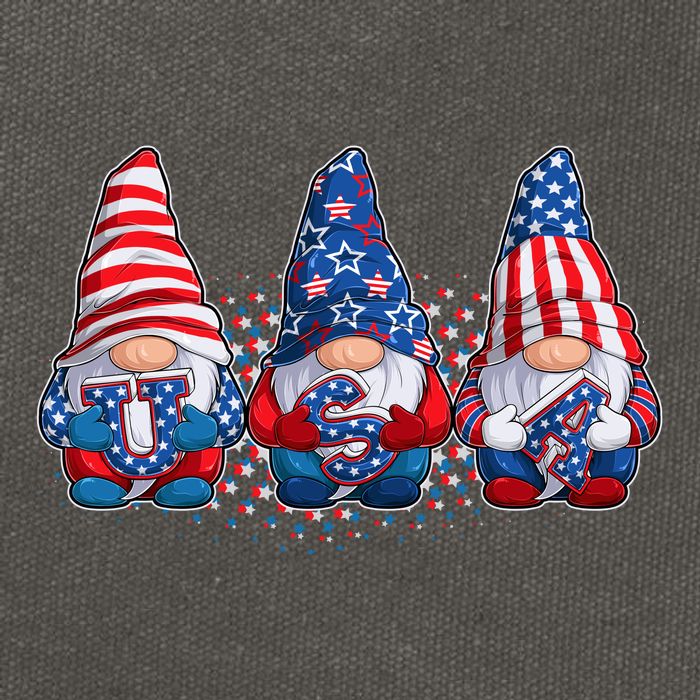 Funny USA American Flag 4th Of July Gnomes Cotton Canvas Backpack