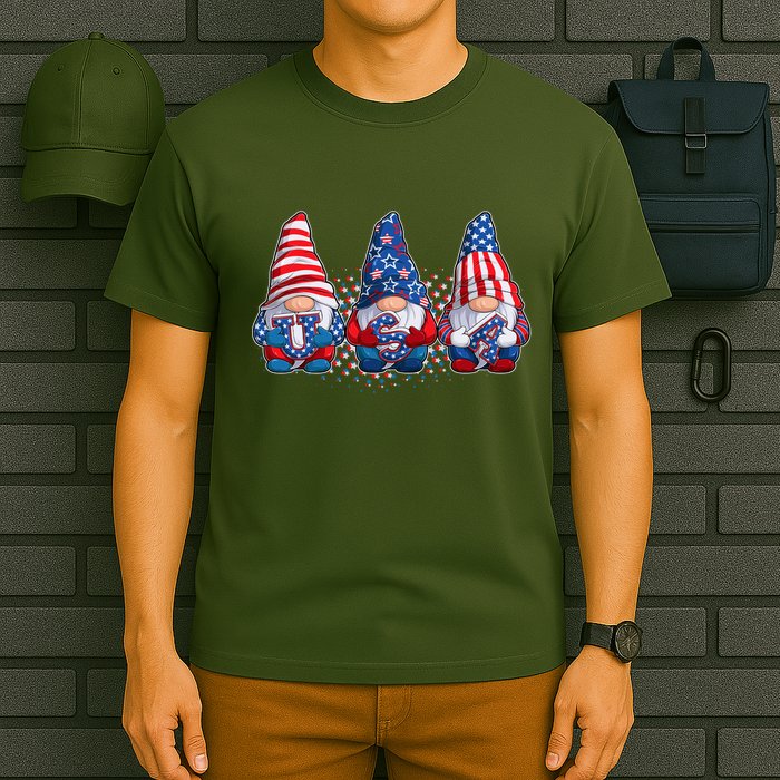 Funny USA American Flag 4th Of July Gnomes T-Shirt