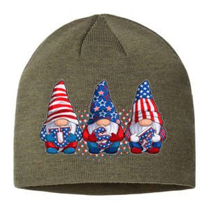 Funny USA American Flag 4th Of July Gnomes Sustainable Beanie