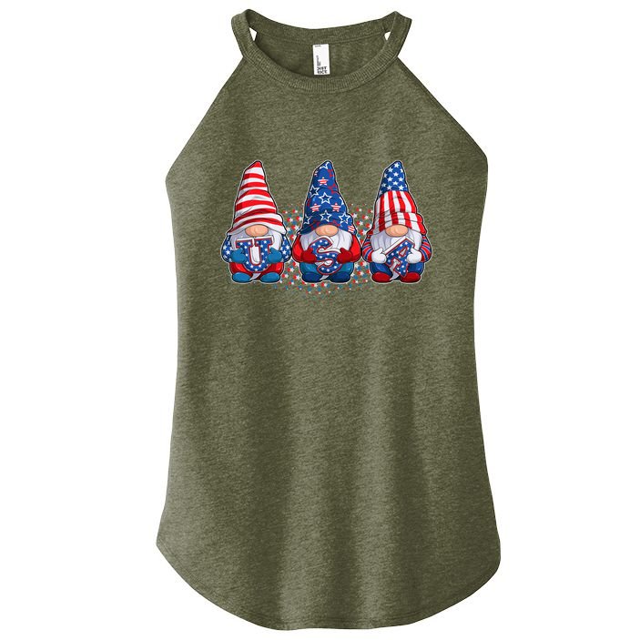 Funny USA American Flag 4th Of July Gnomes Women's Perfect Tri Rocker Tank