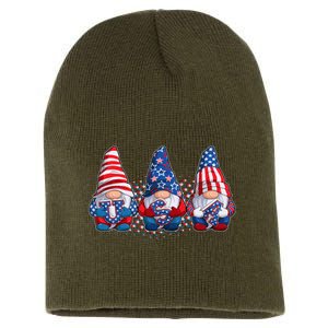 Funny USA American Flag 4th Of July Gnomes Short Acrylic Beanie