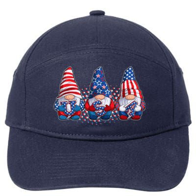 Funny USA American Flag 4th Of July Gnomes 7-Panel Snapback Hat