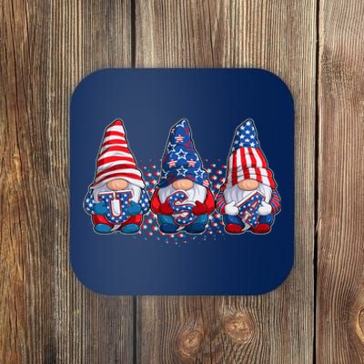 Funny USA American Flag 4th Of July Gnomes Coaster