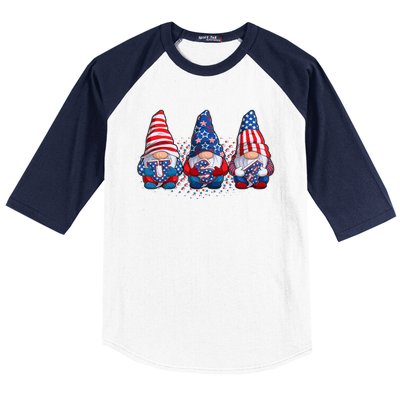 Funny USA American Flag 4th Of July Gnomes Baseball Sleeve Shirt