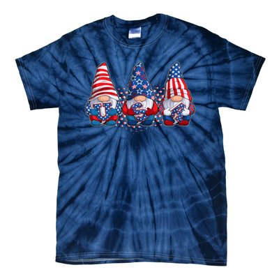 Funny USA American Flag 4th Of July Gnomes Tie-Dye T-Shirt