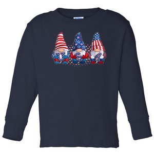 Funny USA American Flag 4th Of July Gnomes Toddler Long Sleeve Shirt