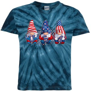 Funny USA American Flag 4th Of July Gnomes Kids Tie-Dye T-Shirt