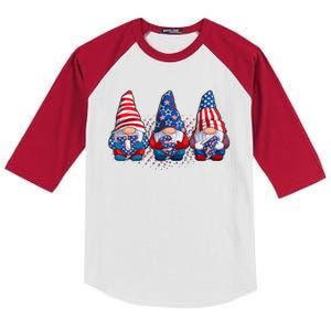 Funny USA American Flag 4th Of July Gnomes Kids Colorblock Raglan Jersey