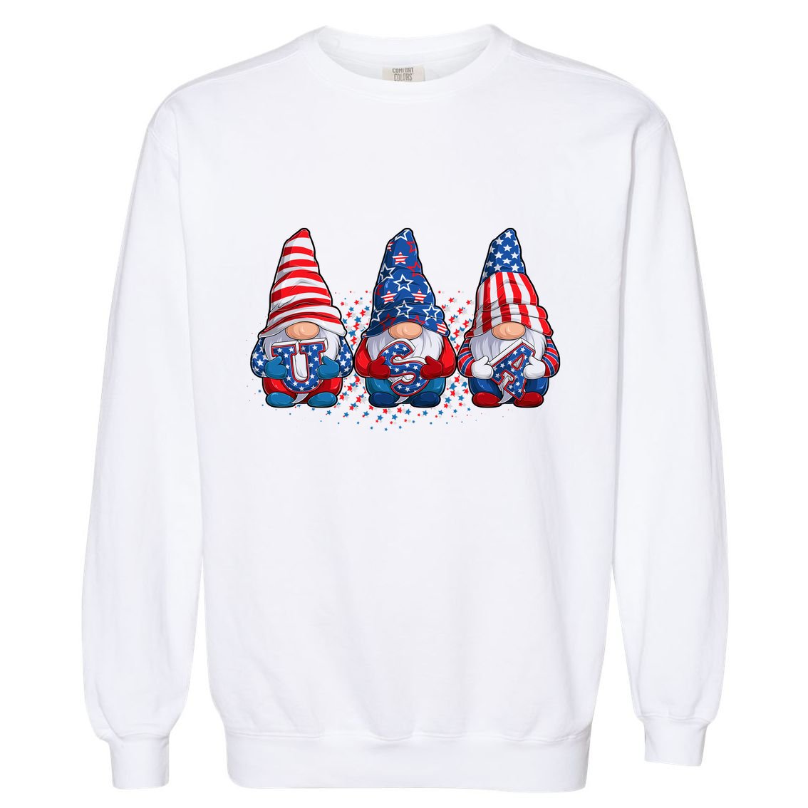 Funny USA American Flag 4th Of July Gnomes Garment-Dyed Sweatshirt