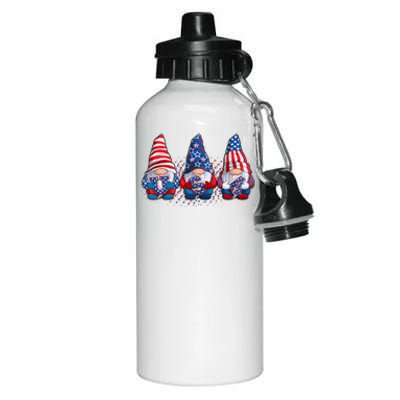 Funny USA American Flag 4th Of July Gnomes Aluminum Water Bottle