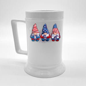 Funny USA American Flag 4th Of July Gnomes Beer Stein