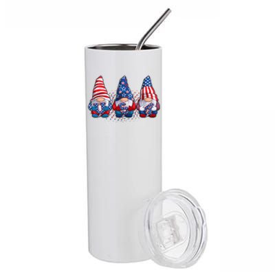 Funny USA American Flag 4th Of July Gnomes Stainless Steel Tumbler