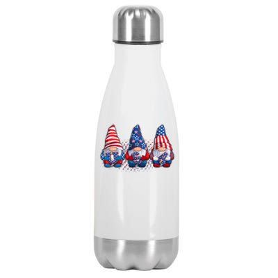 Funny USA American Flag 4th Of July Gnomes Stainless Steel Insulated Water Bottle