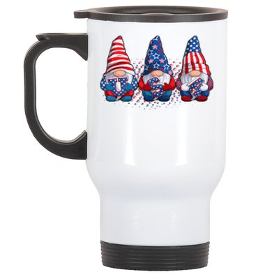 Funny USA American Flag 4th Of July Gnomes Stainless Steel Travel Mug