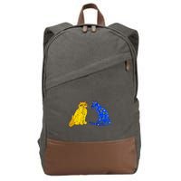 Funny Ugly Blue Cat And Ugly Yellow Cat Cotton Canvas Backpack