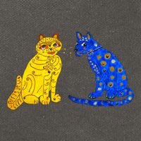 Funny Ugly Blue Cat And Ugly Yellow Cat Cotton Canvas Backpack