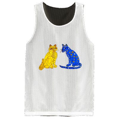 Funny Ugly Blue Cat And Ugly Yellow Cat Mesh Reversible Basketball Jersey Tank