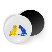 Funny Ugly Blue Cat And Ugly Yellow Cat Magnet