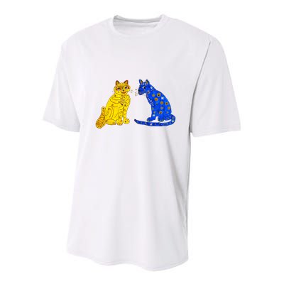 Funny Ugly Blue Cat And Ugly Yellow Cat Youth Performance Sprint T-Shirt