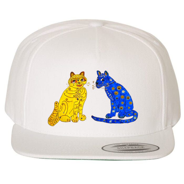 Funny Ugly Blue Cat And Ugly Yellow Cat Wool Snapback Cap