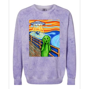 Funny UFO Believe In Aliens Alien Humor Gift Funny Alien Lover Colorblast Crewneck Sweatshirt