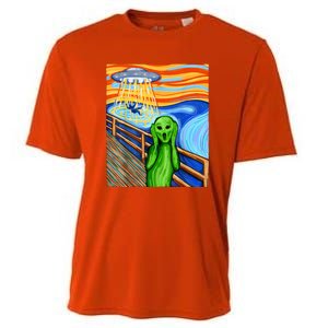 Funny UFO Believe In Aliens Alien Humor Gift Funny Alien Lover Cooling Performance Crew T-Shirt