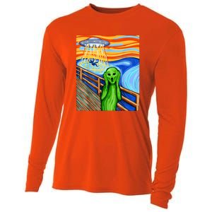 Funny UFO Believe In Aliens Alien Humor Gift Funny Alien Lover Cooling Performance Long Sleeve Crew